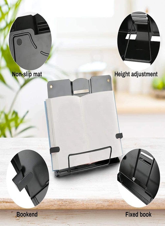 zinley Metal Book Stand Holder | Portable Cookbook Holder,Adjustable Recipes Book Organizer | Book Stands & Holders for Reading Study Foldable Accessories - Image 3